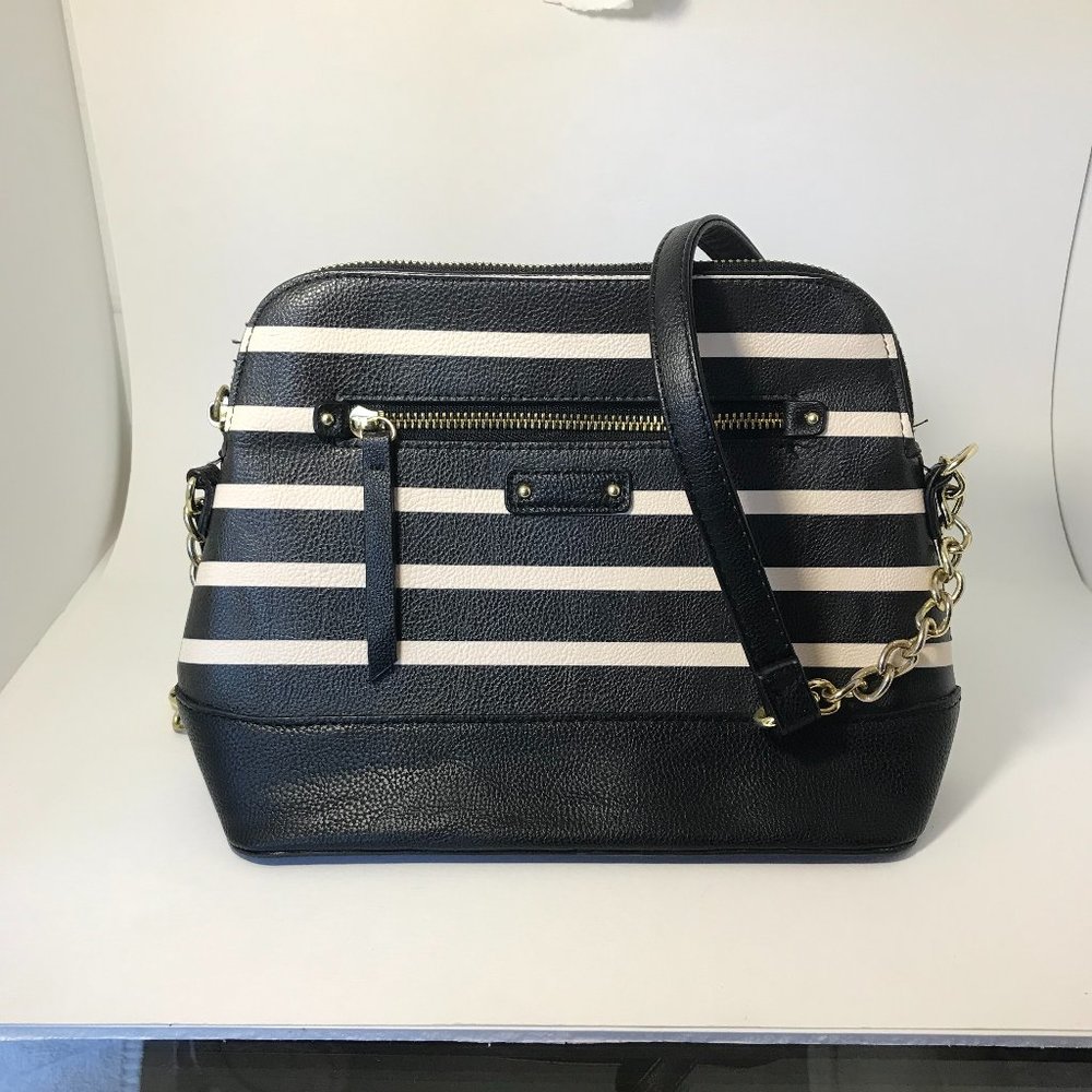 Purse, black & white shoulder strap